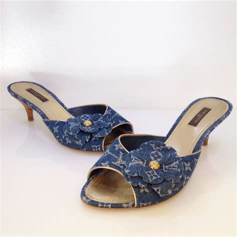 louis vuitton denim kitten heels|Louis Vuitton pumps.